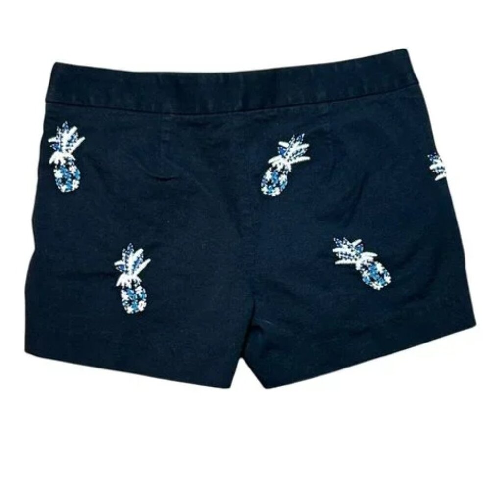 LOFT navy blue, beaded pineapple shorts.  Size 2